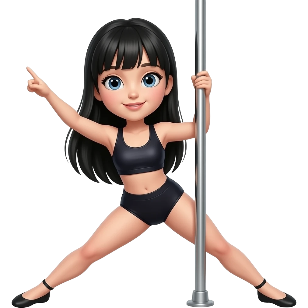 I want a poler practicer emoji . A girl with black shoulder straight hair. Practicing pole on a tube emoji