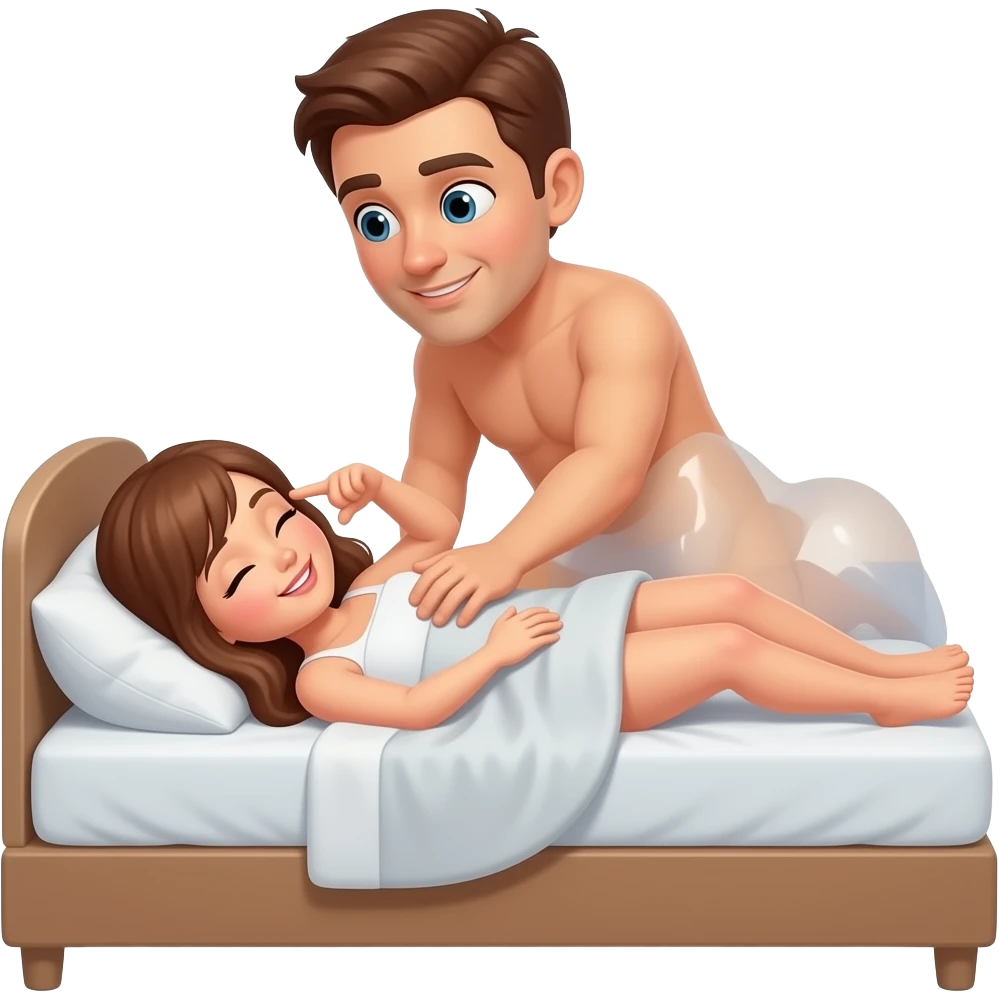 Fully Naked man fucks fully naked woman in bed emoji