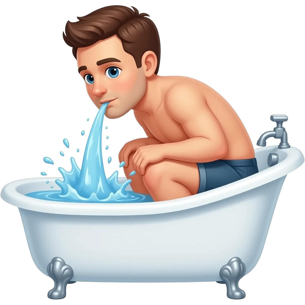 Man Squat Peeing in a bathtub emoji
