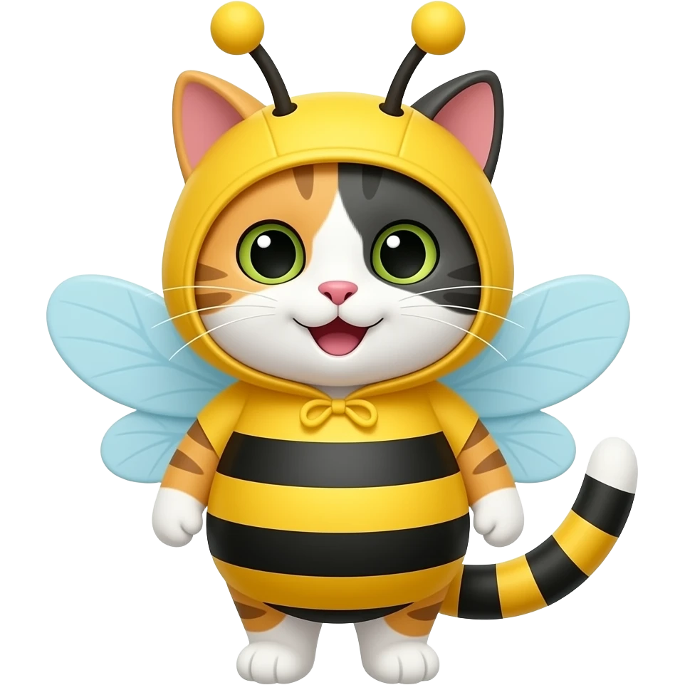 a happy cat dressed as a bee emoji