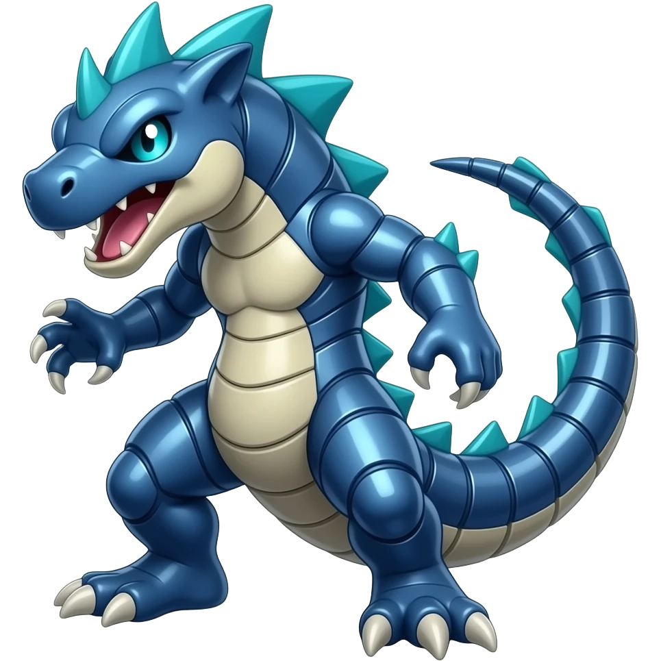 blue Cool Edgy Shiny Greymon-Reptile full body emoji