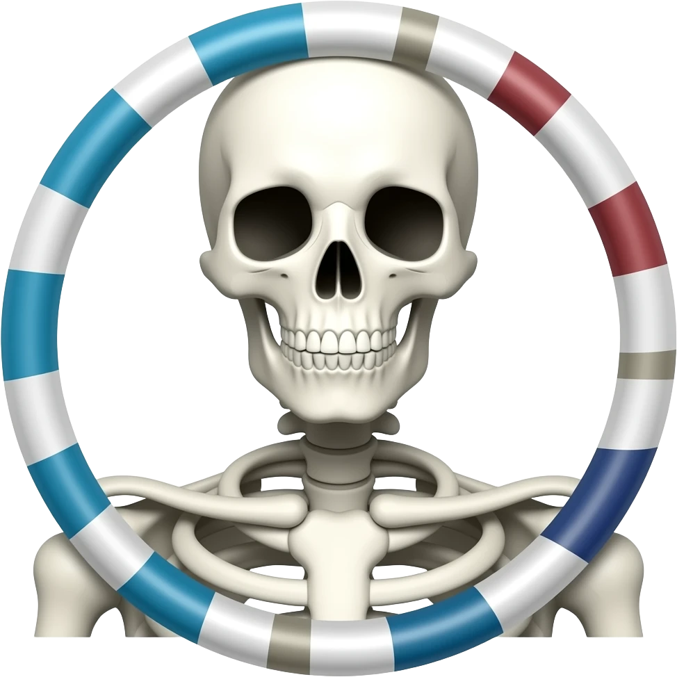 One skeleton head and shoulder with a circle and stripe symbol over it emoji