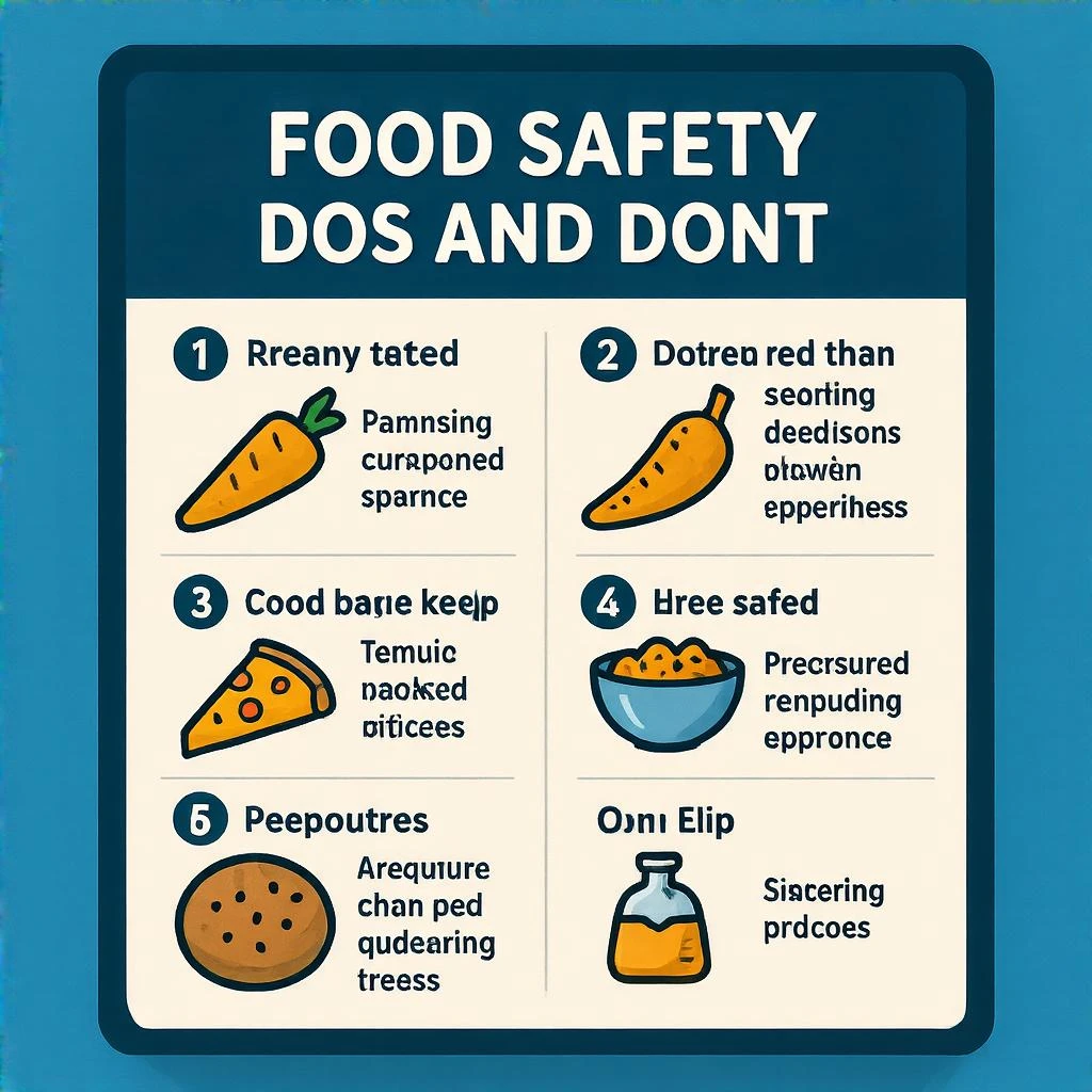 make a detail poster with title of "food safety dos and dont" emoji