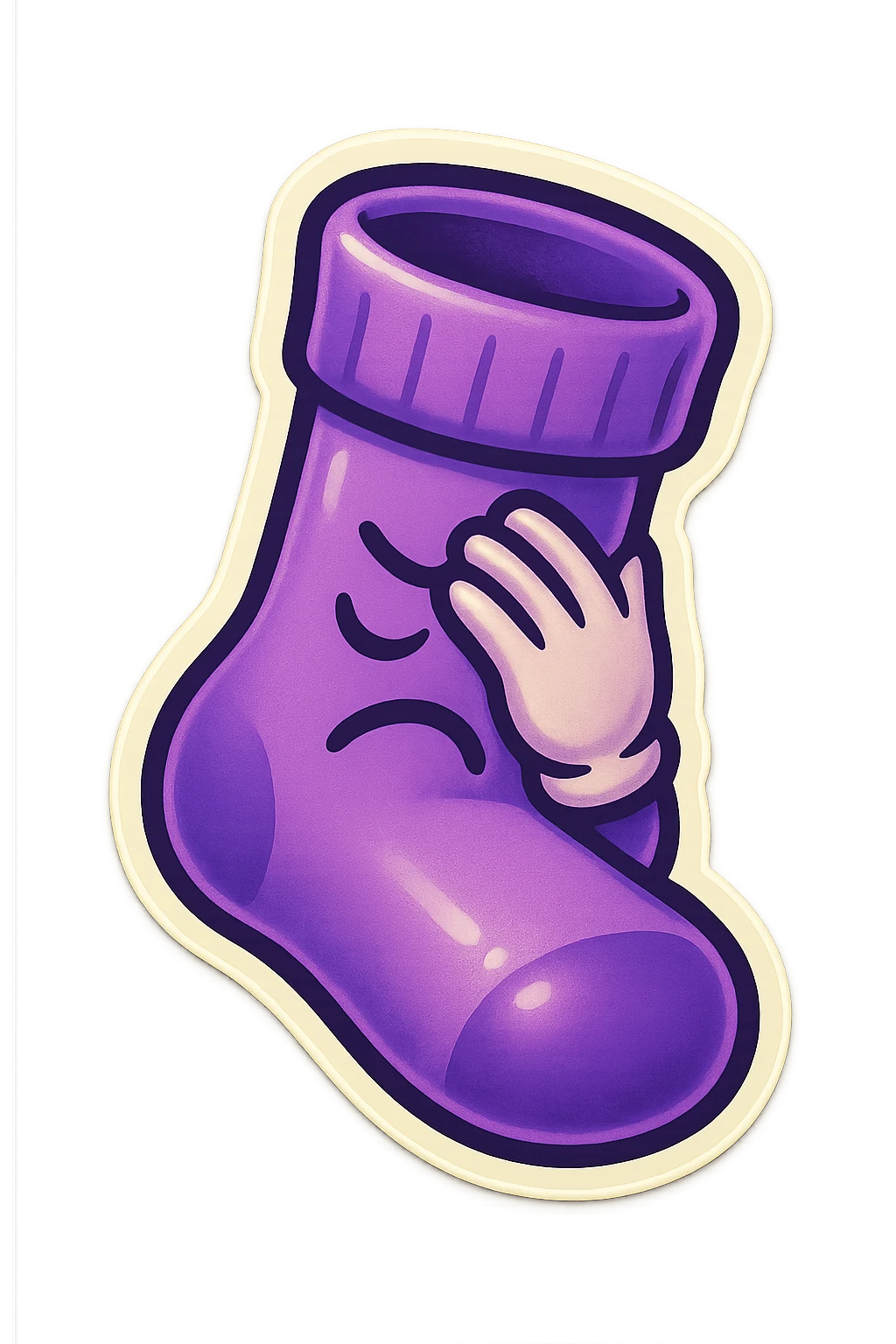 A purple sock with a facepalming gesture, representing facepalm or disappointment. emoji