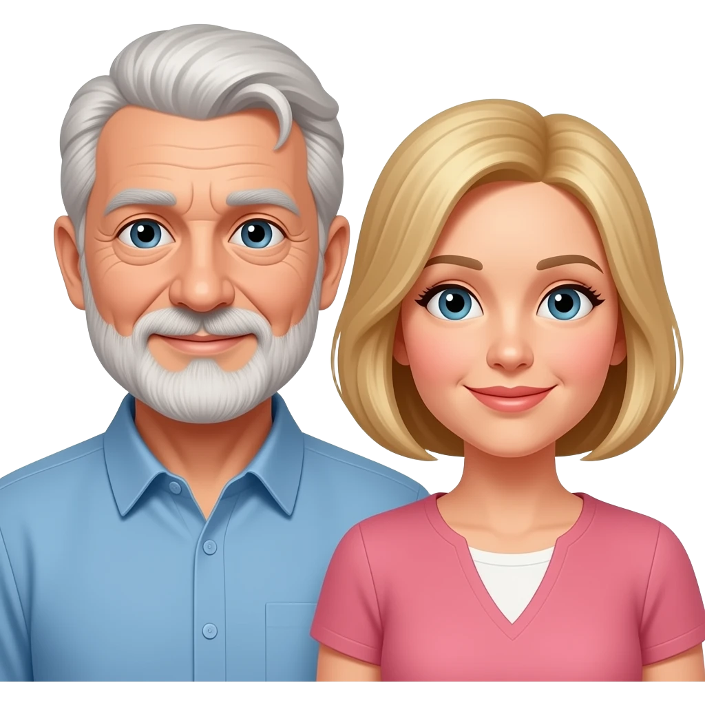 Emoji of an Older man  with blond middle aged women e emoji