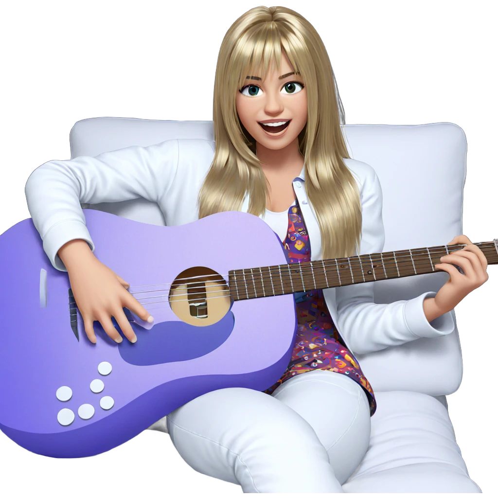 girl with guitar on couch emoji
