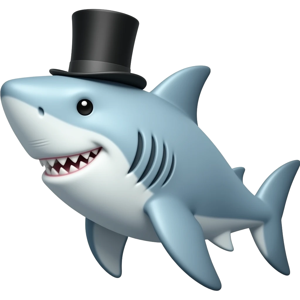 Shark with a top hat emoji