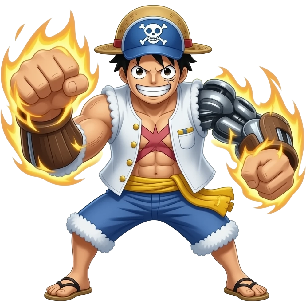 franky from one peice doing superrrrr. not luffy, franky the cyborg and shipright for straw hats emoji
