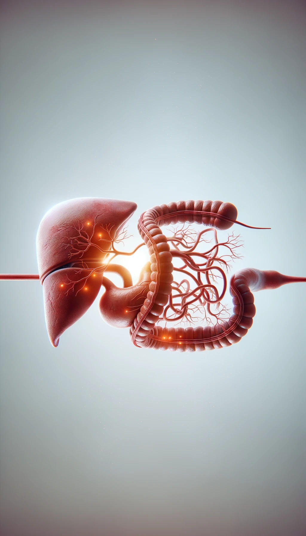 cistifellea umana anatomica realistica e intestino sono collegati nel dolore, sfondo chiaro emoji