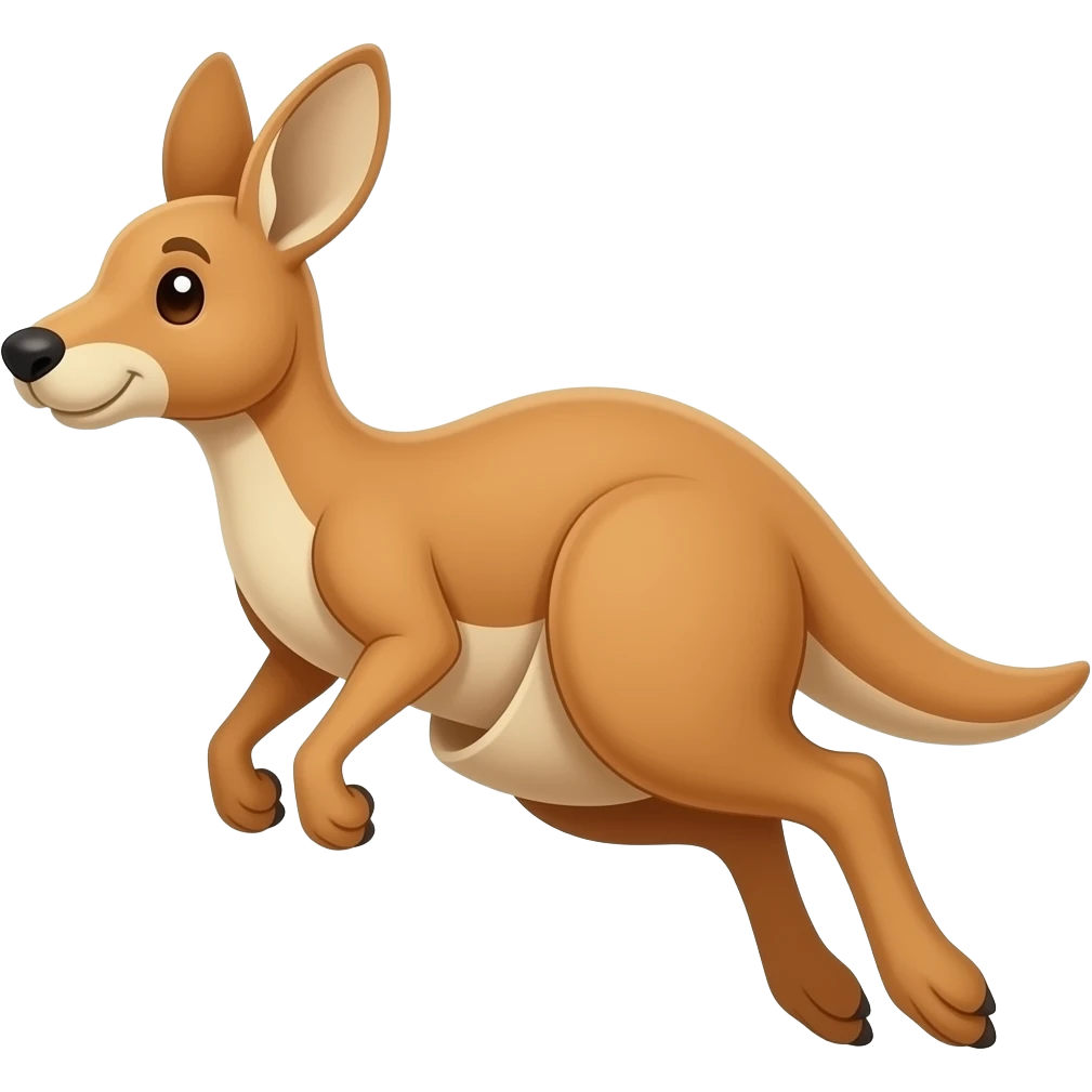 Cartoon kangaroo jumping emoji