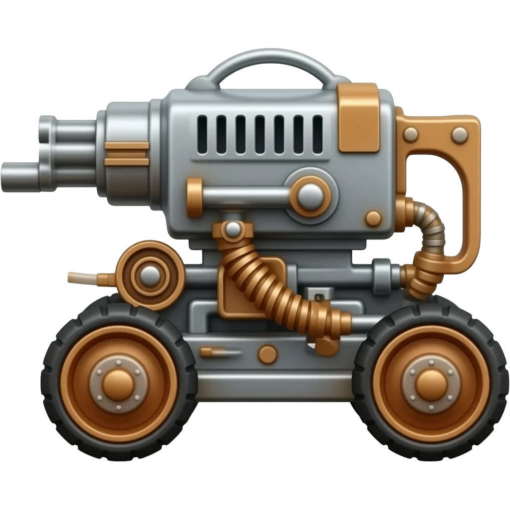 rusty gun machine on wheels emoji