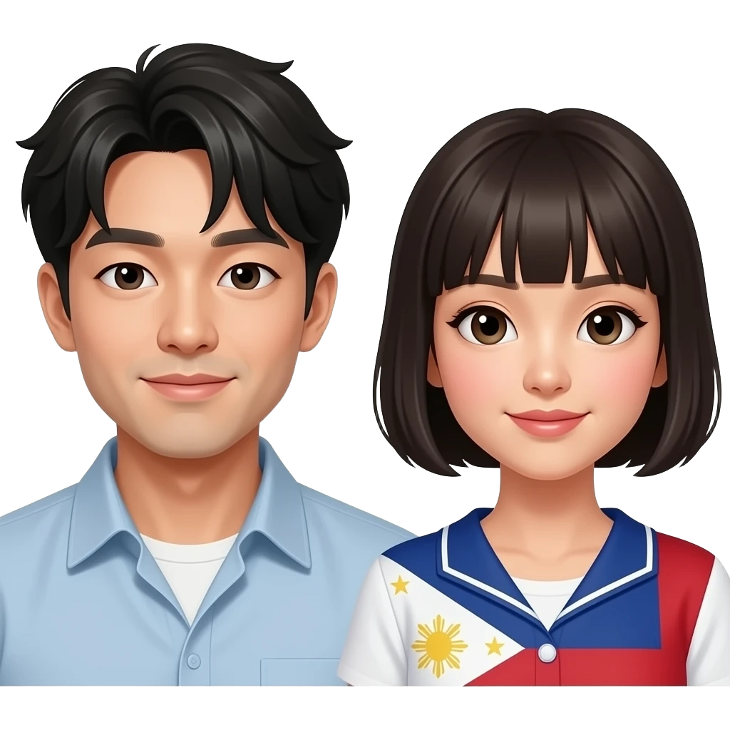 hot korean man with bangs sleeping with a hot Filipina with short hair and bangs emoji