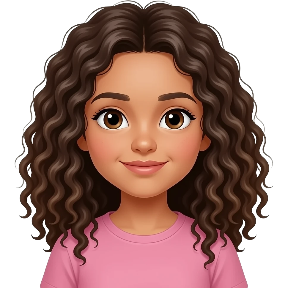 Fait moi un emoji 3D d'un petit fille metise avec le cheveu long et boucle emoji