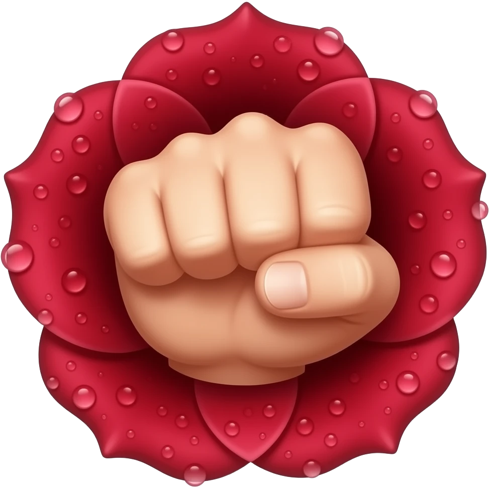 A fist rising out of a red rose blossom emoji