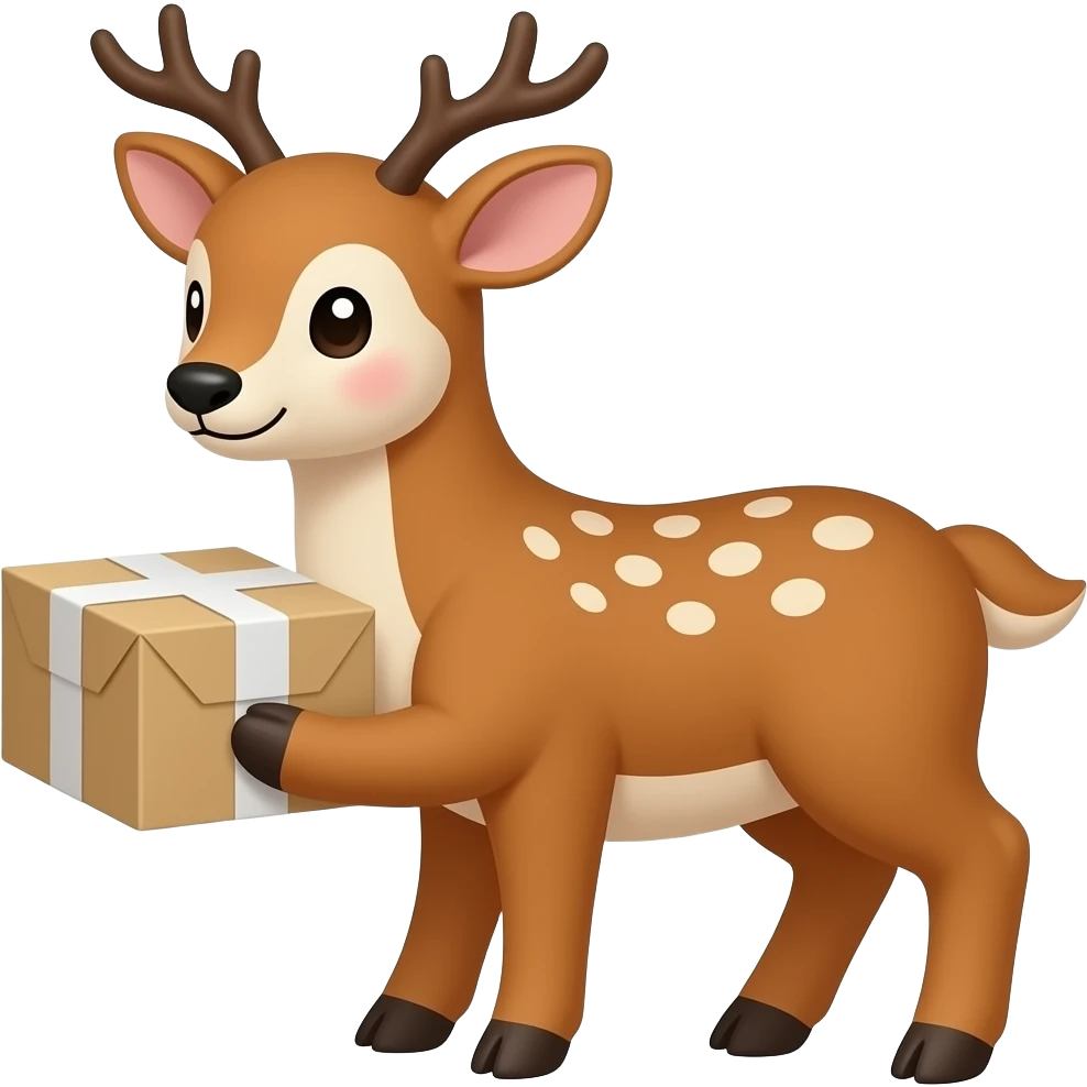 pretty deer who works as a courier emoji