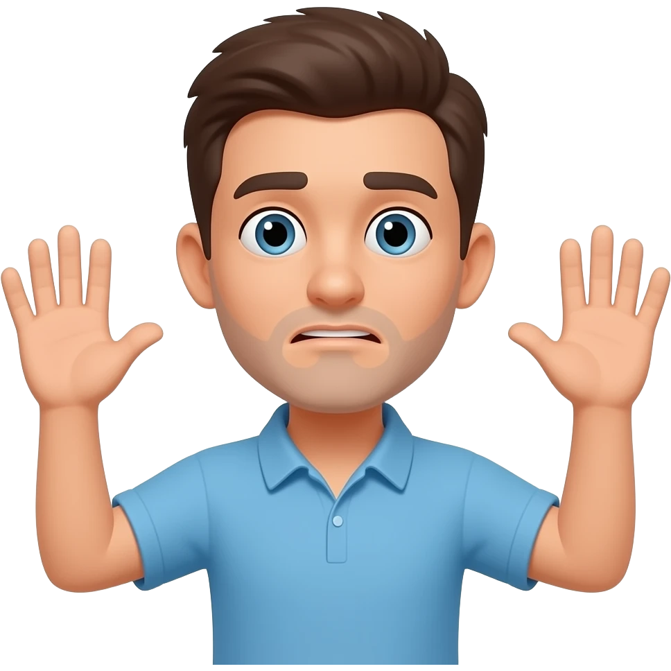 Shrugging emoji with a six above the left hand and a 7 above the right hand emoji