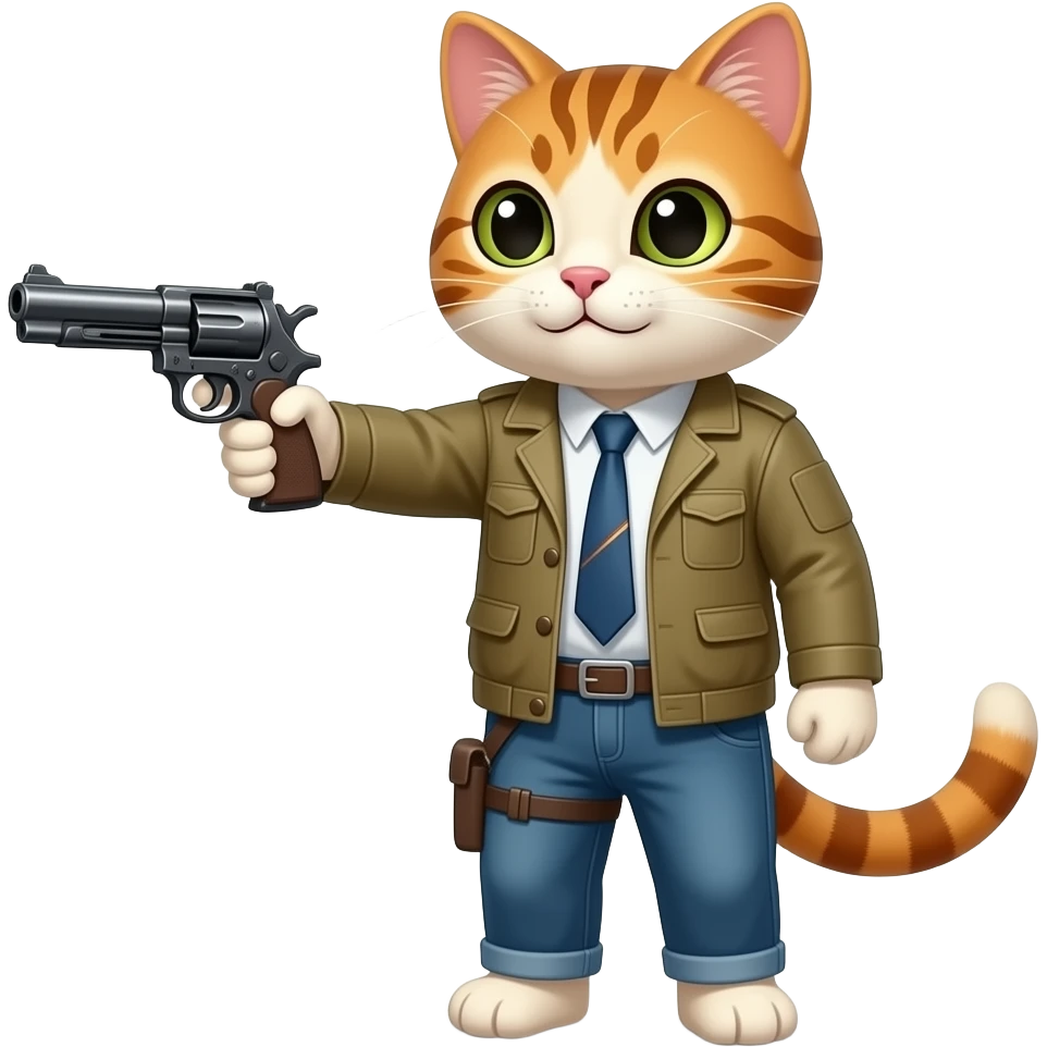 Un gato con una pistola emoji