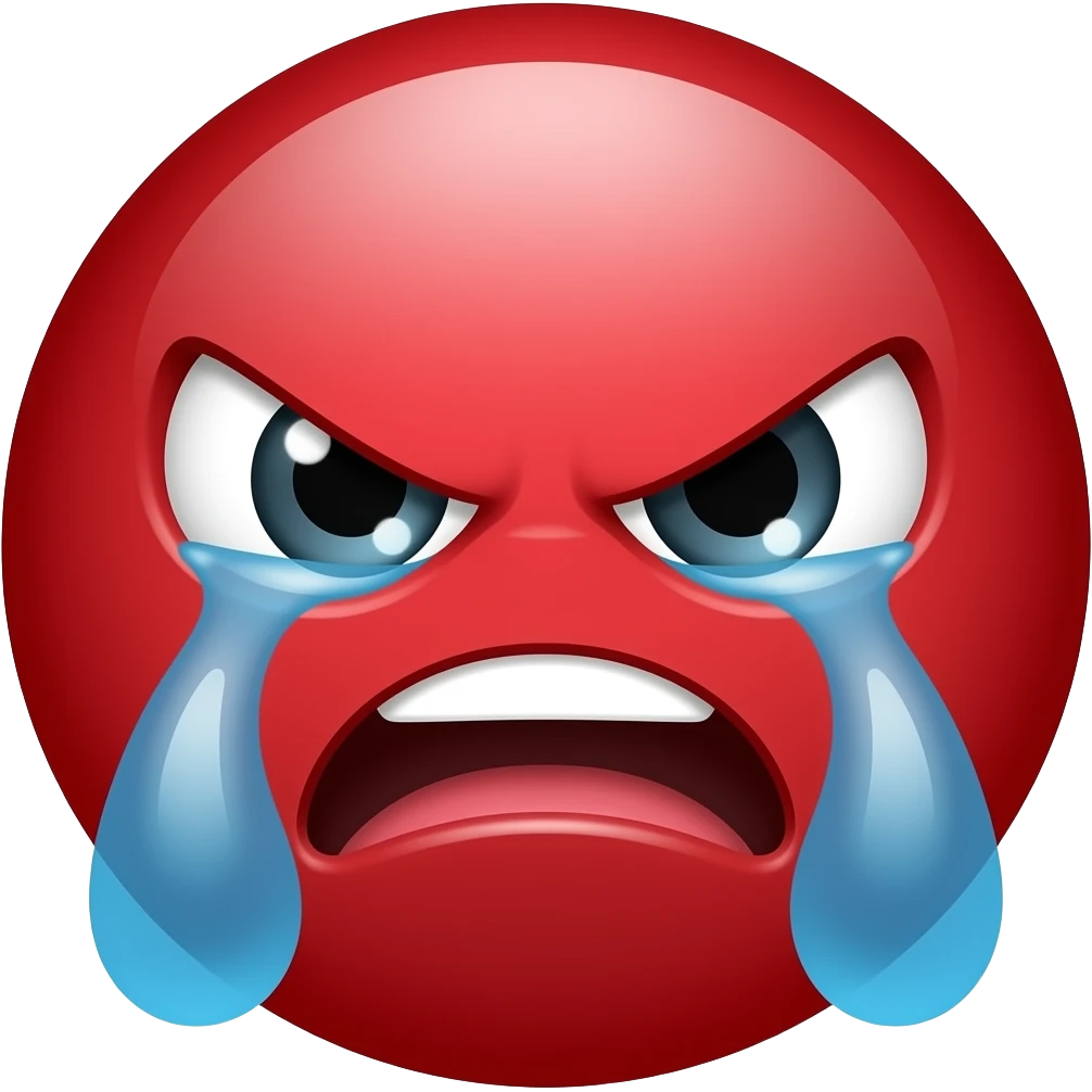 Red circle mad and crying emoji