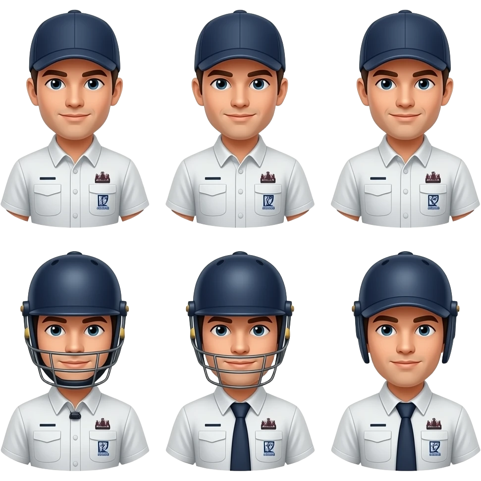 cricket umpire with 6 pose emoji