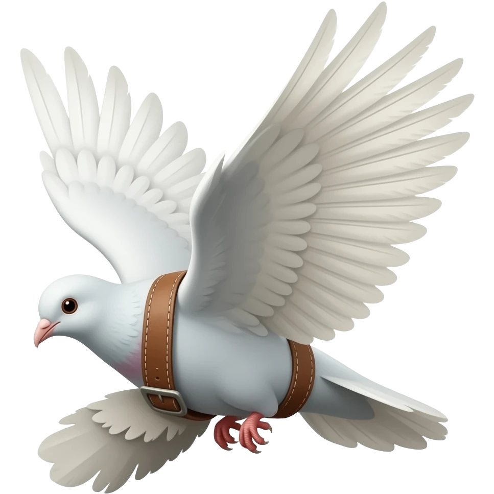 white dove bird flying away with belt hanging around back emoji