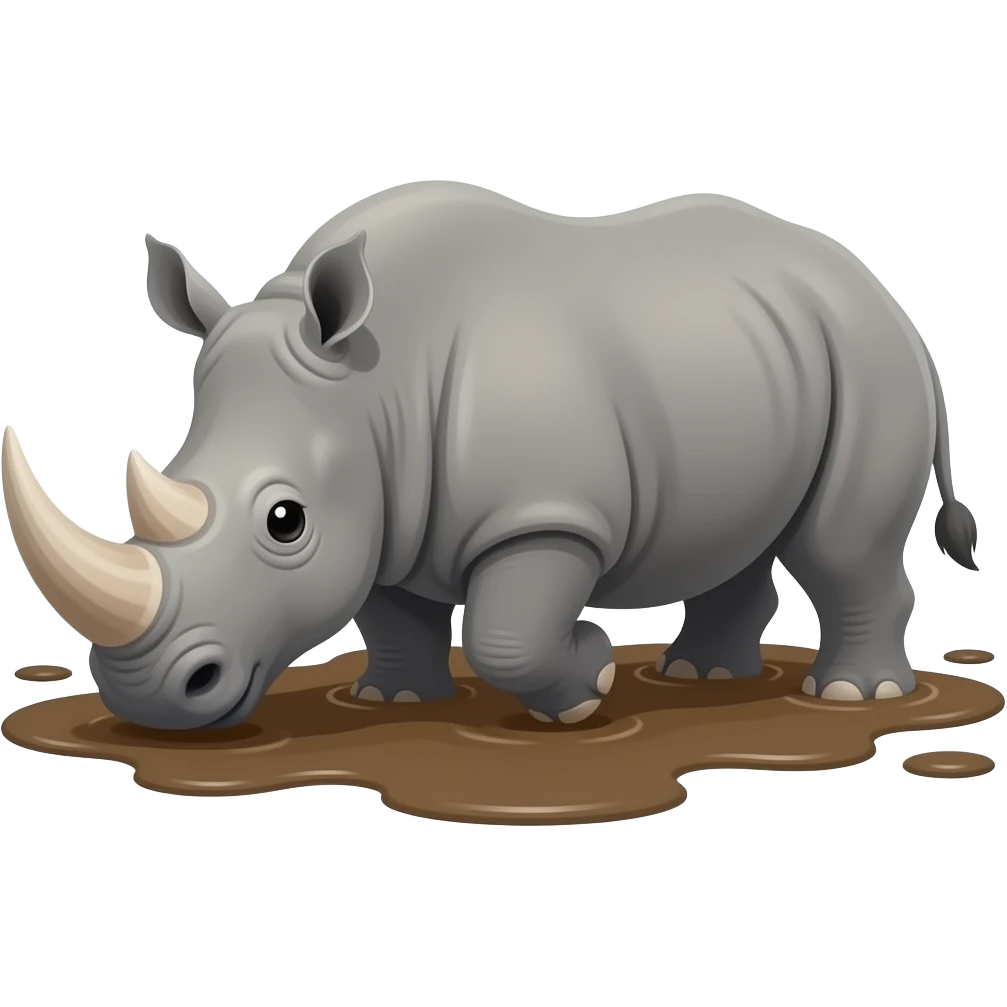 Cartoon rhino rolling in the mud emoji