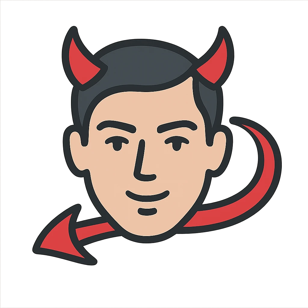 face with red devil tail, digital illustration emoji