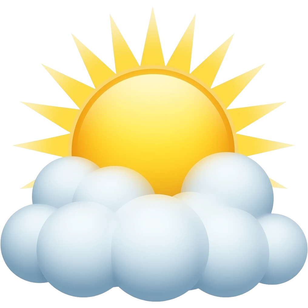 sun shinning from behind fluffy cumulus 2D emoji emoji