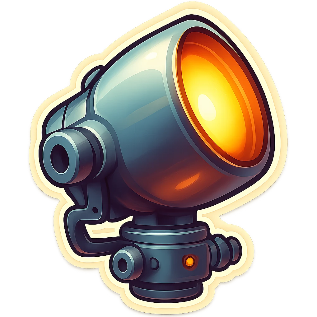 Render this spotlight pointing upward in retro stickers style. emoji
