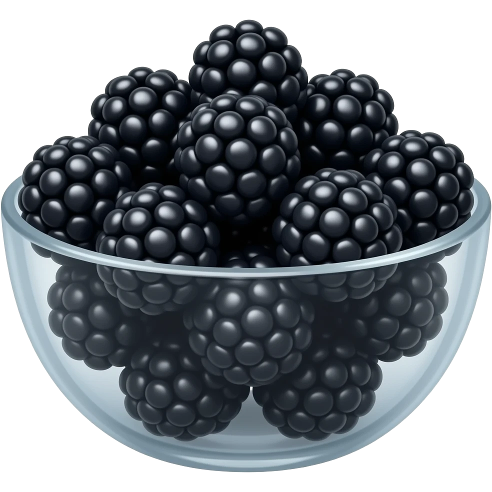super realistic glass bowl of blackberries emoji