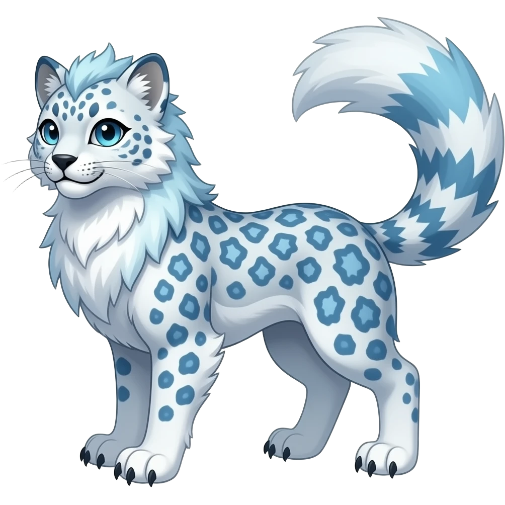 Beaked beaky Realistic wild natural elegant pretty beautiful handsome shiny colorful furry 4-legged digitigrade snow-leopard-snowy-owl-gryphon-griffin-arctic-fox-fusion-hybrid-fursona-furry-animal-creature, full body, hyper-realism, long tufted tail emoji