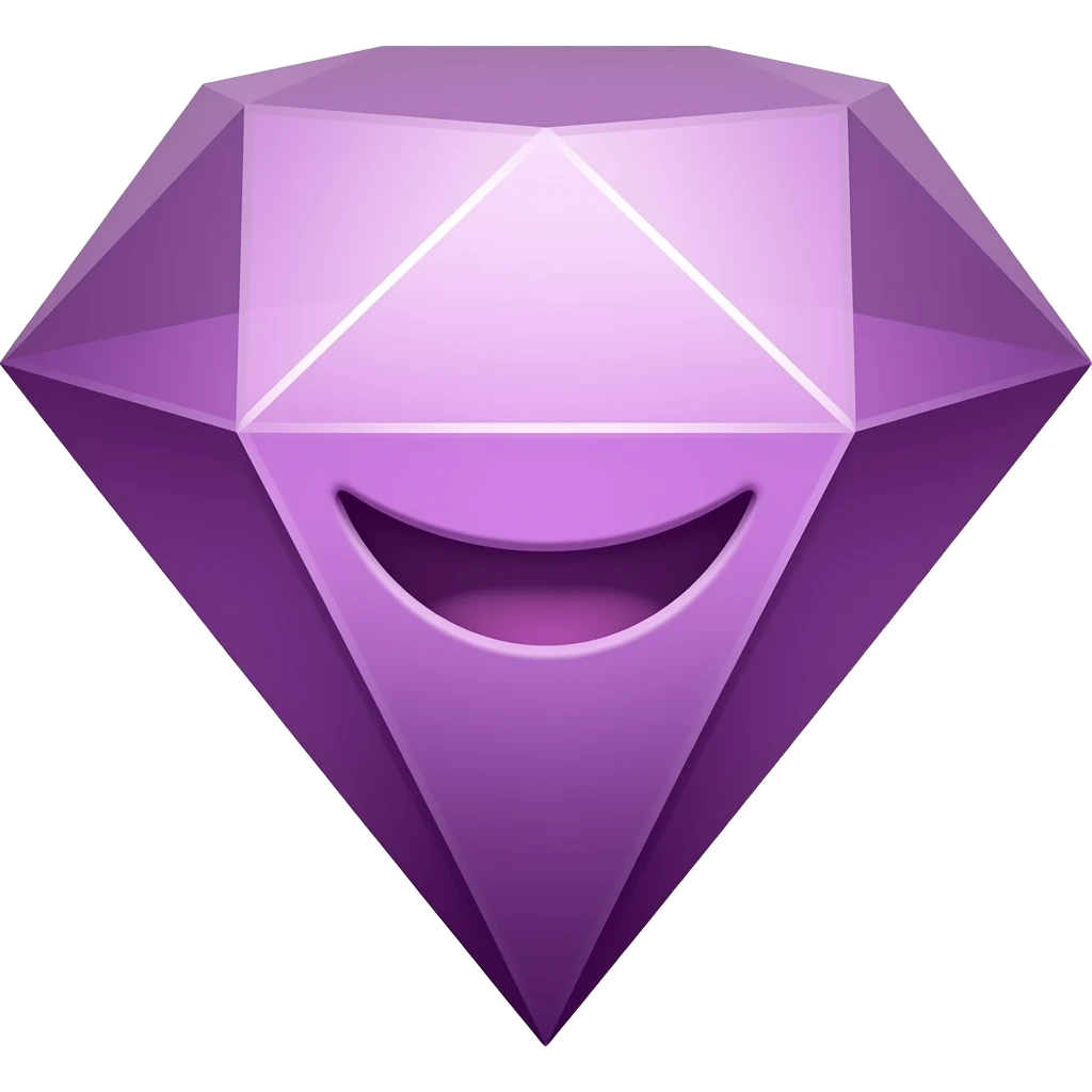 A violet diamant emoji smile emoji