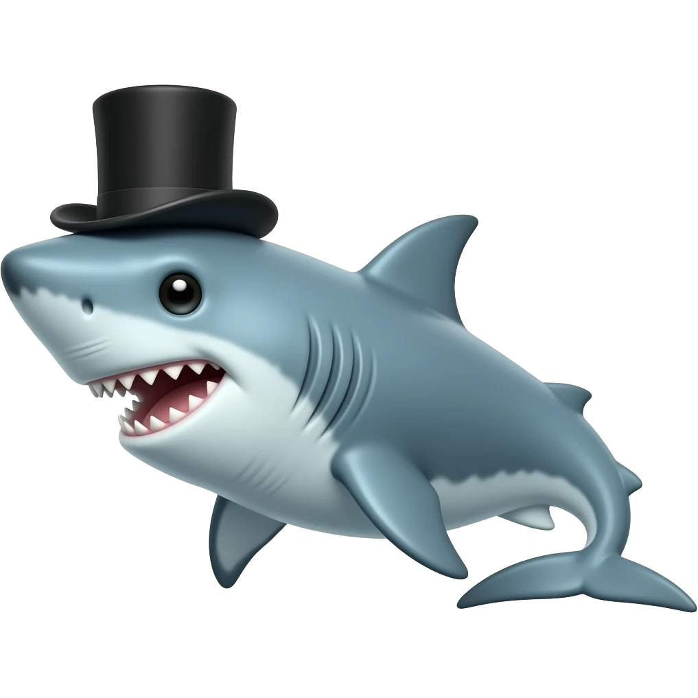 Shark with a top hat emoji