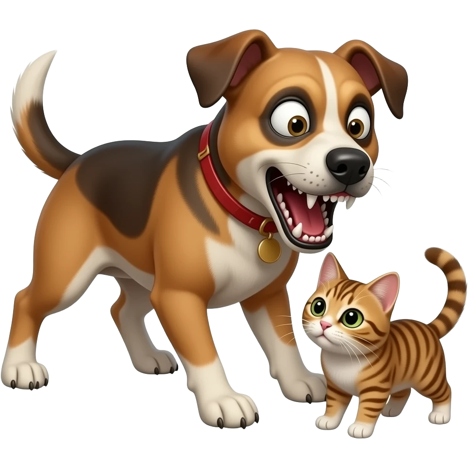 make a scary back dog hurting a cat emoji