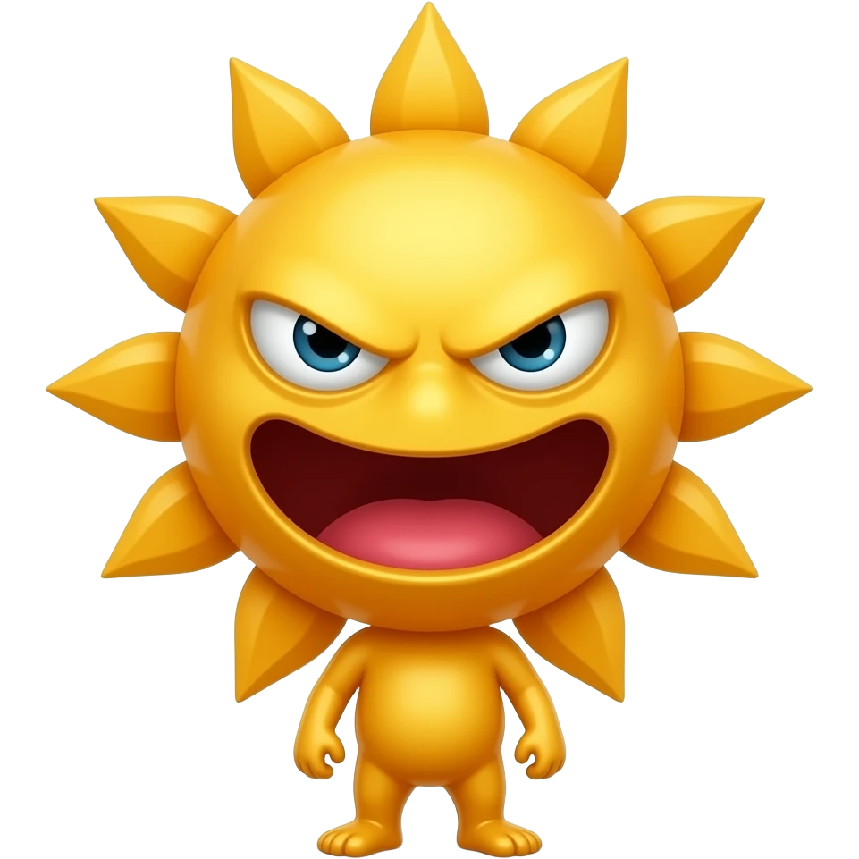 Scary sun monster with a big mouth emoji
