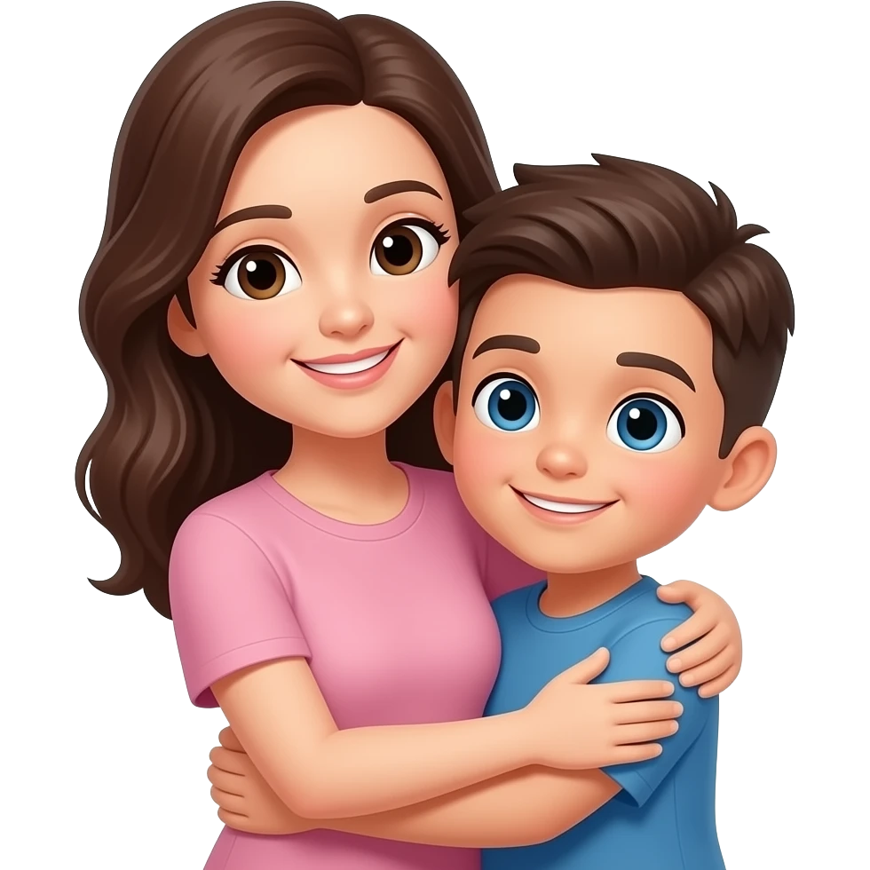 Create a mom and son hugging emoji