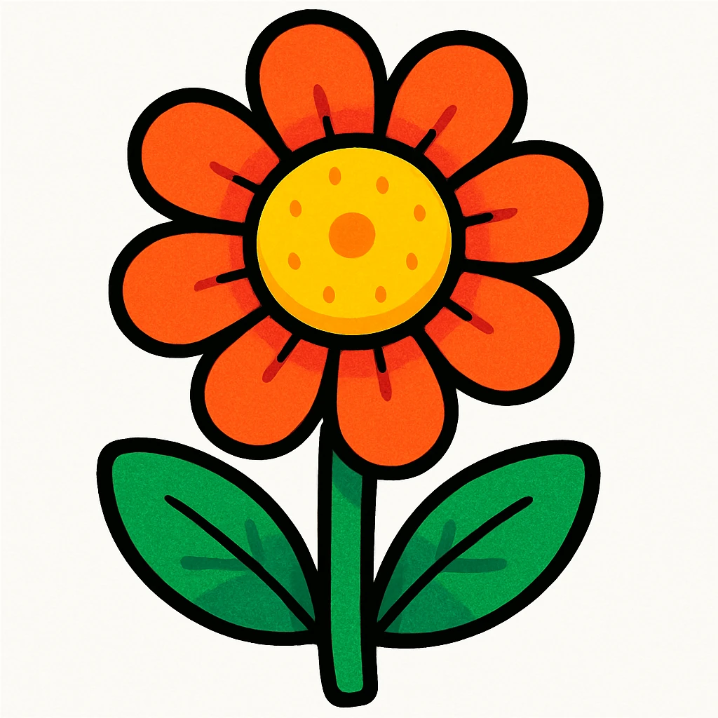 a single flower, vibrant cartoon style emoji