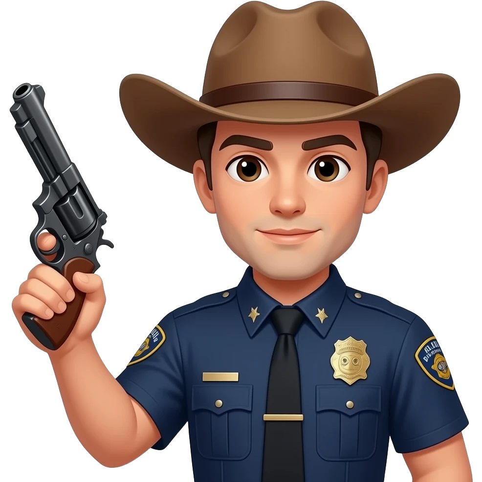 police officer gun in hand cowboy hat emoji emoji