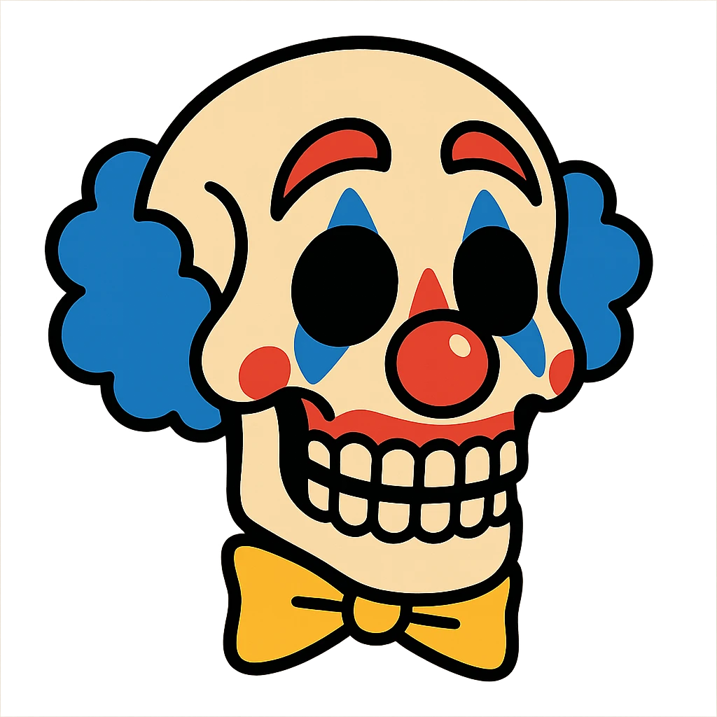 vibrant toon style skull with clown makeup emoji
