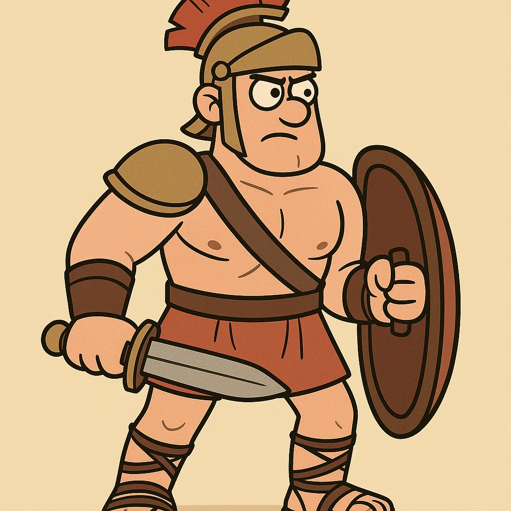 a gladiator, cartoon style, bold lines emoji