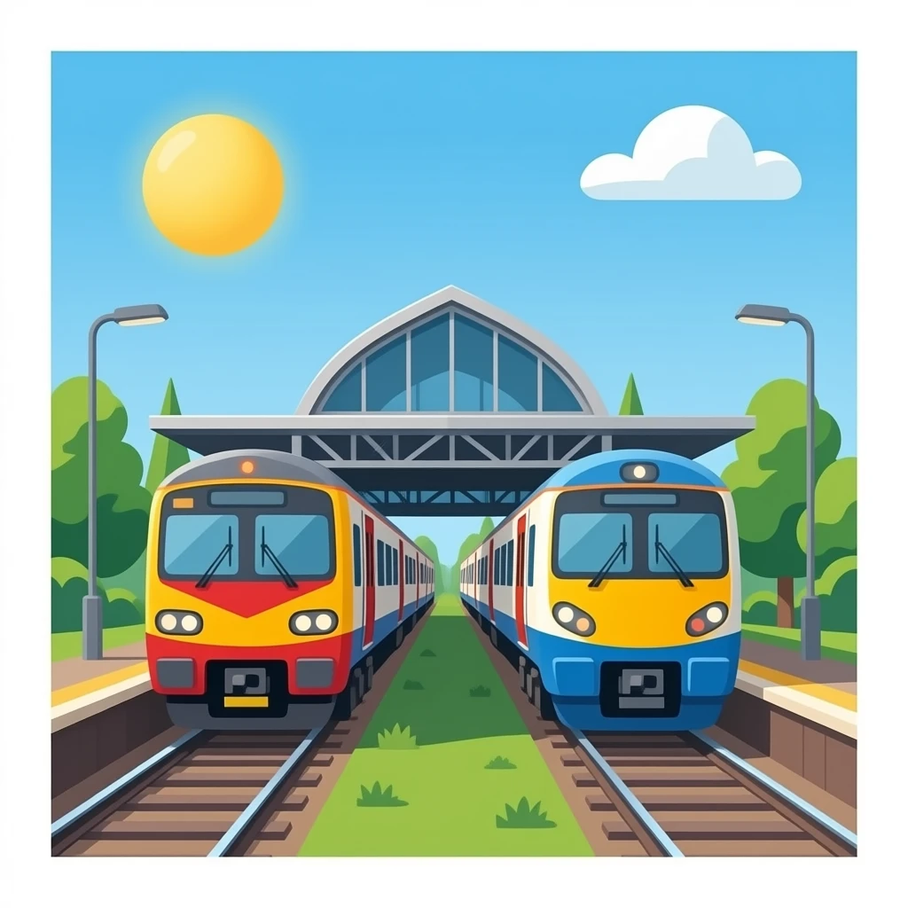 Train station with 2 trains emoji style emoji