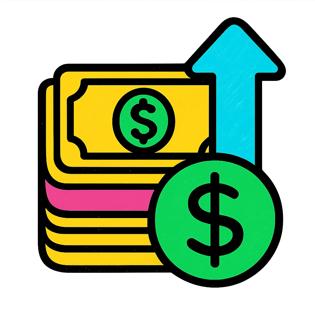 modern finance icon, green and blue colors, transparent background emoji