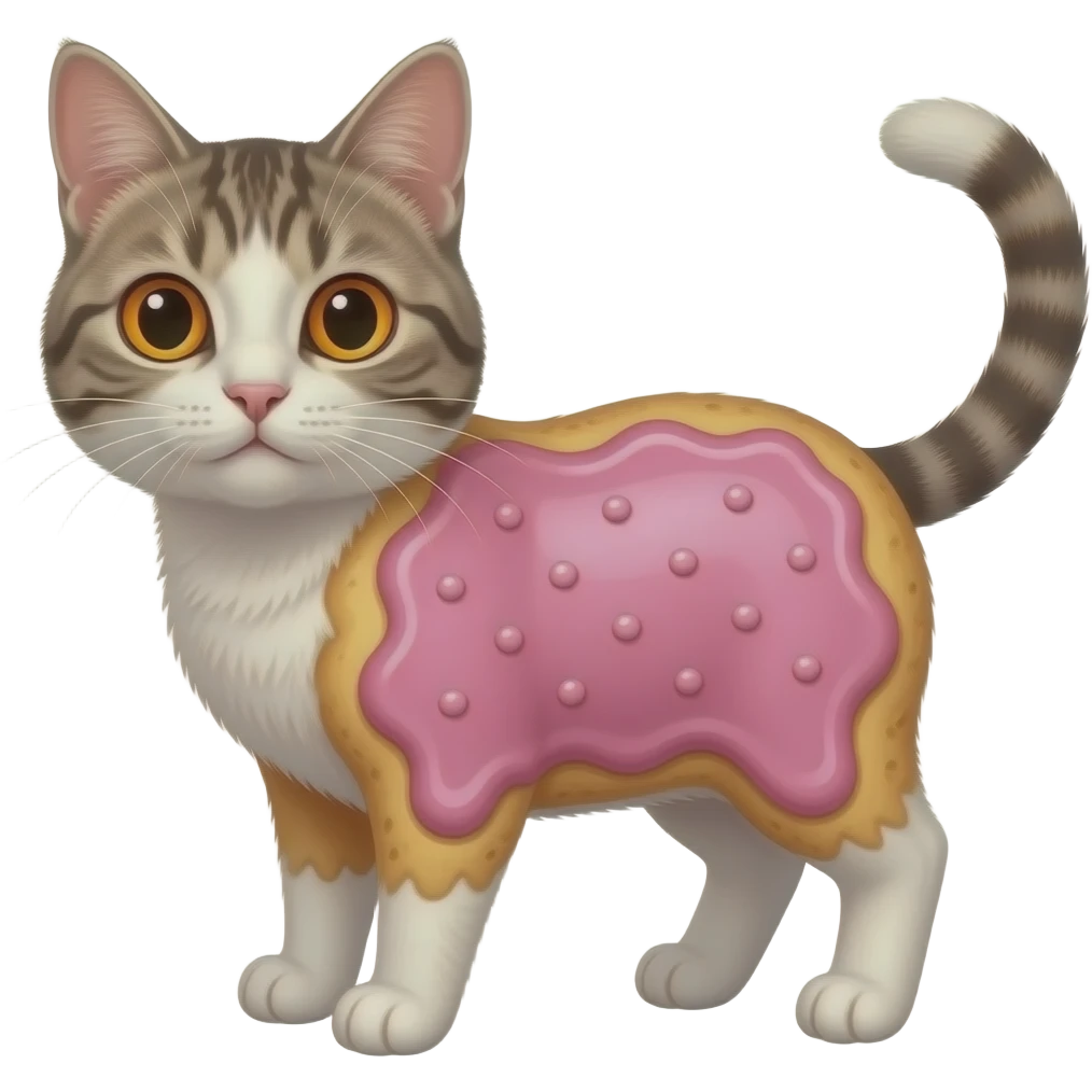 Cat with a pink Pop-Tart body emoji