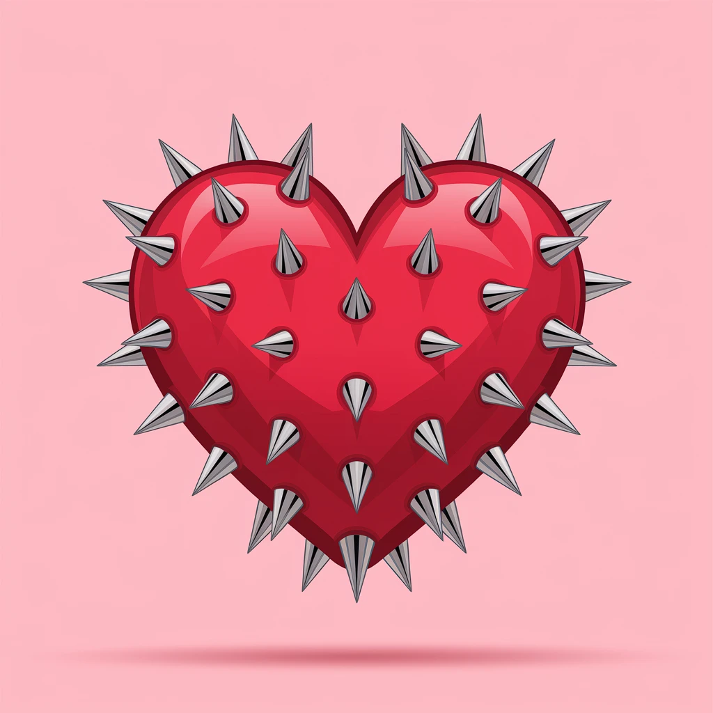 realistic heart with silver spikes emoji