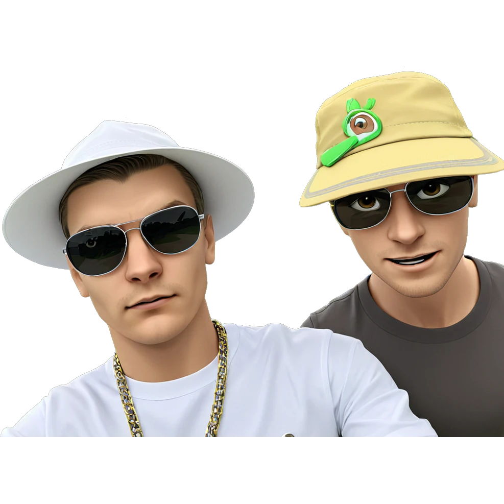 boys outdoors in stylish accessories emoji