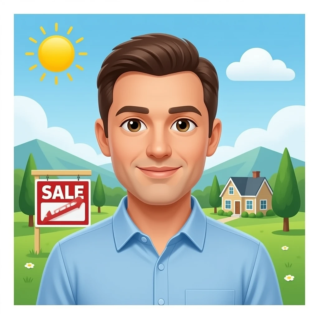 bienes y raices un hombre y una casa en  venta for sale emoji