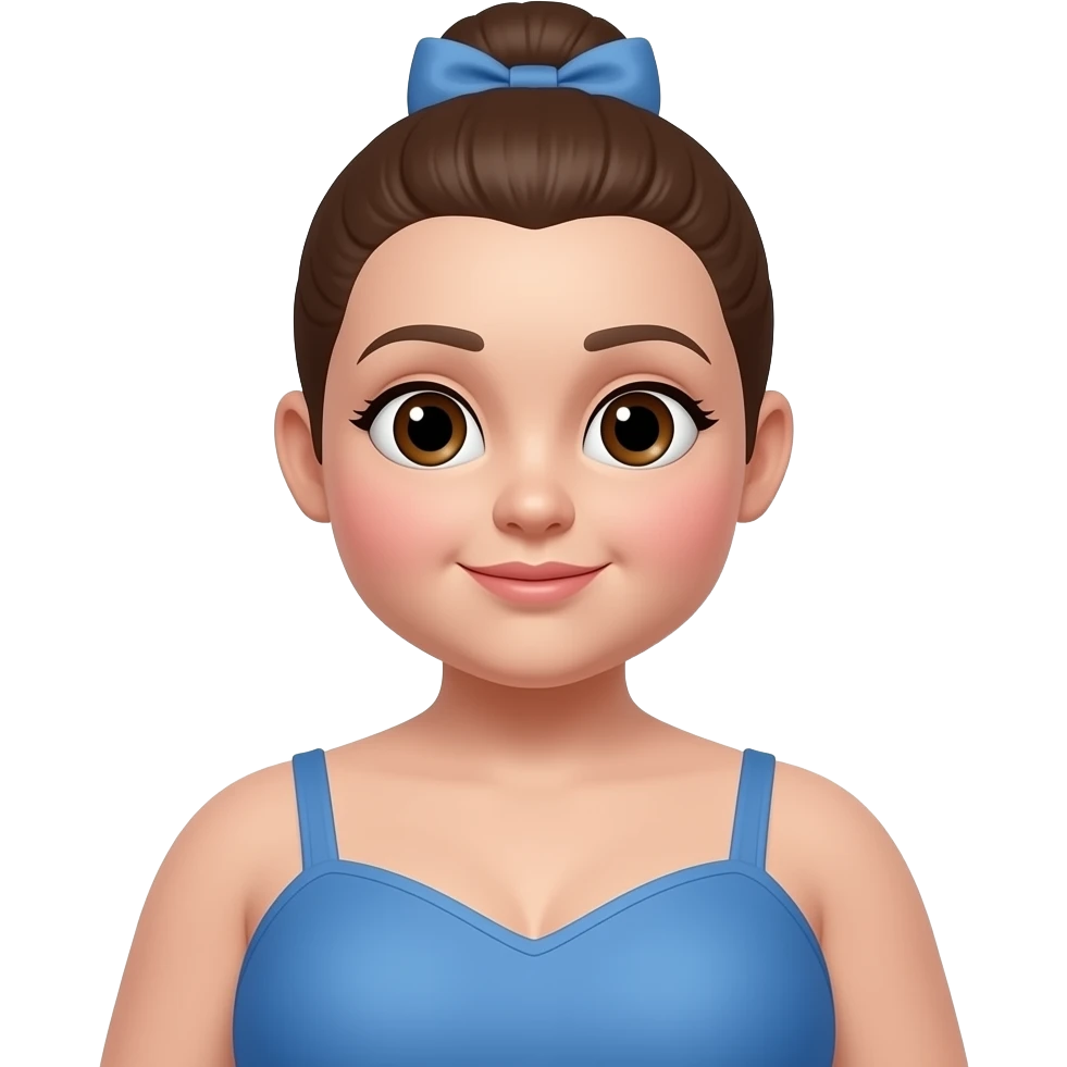 Make a really really fat ballerina with brown hair and brown eyes with a blue outfit emoji