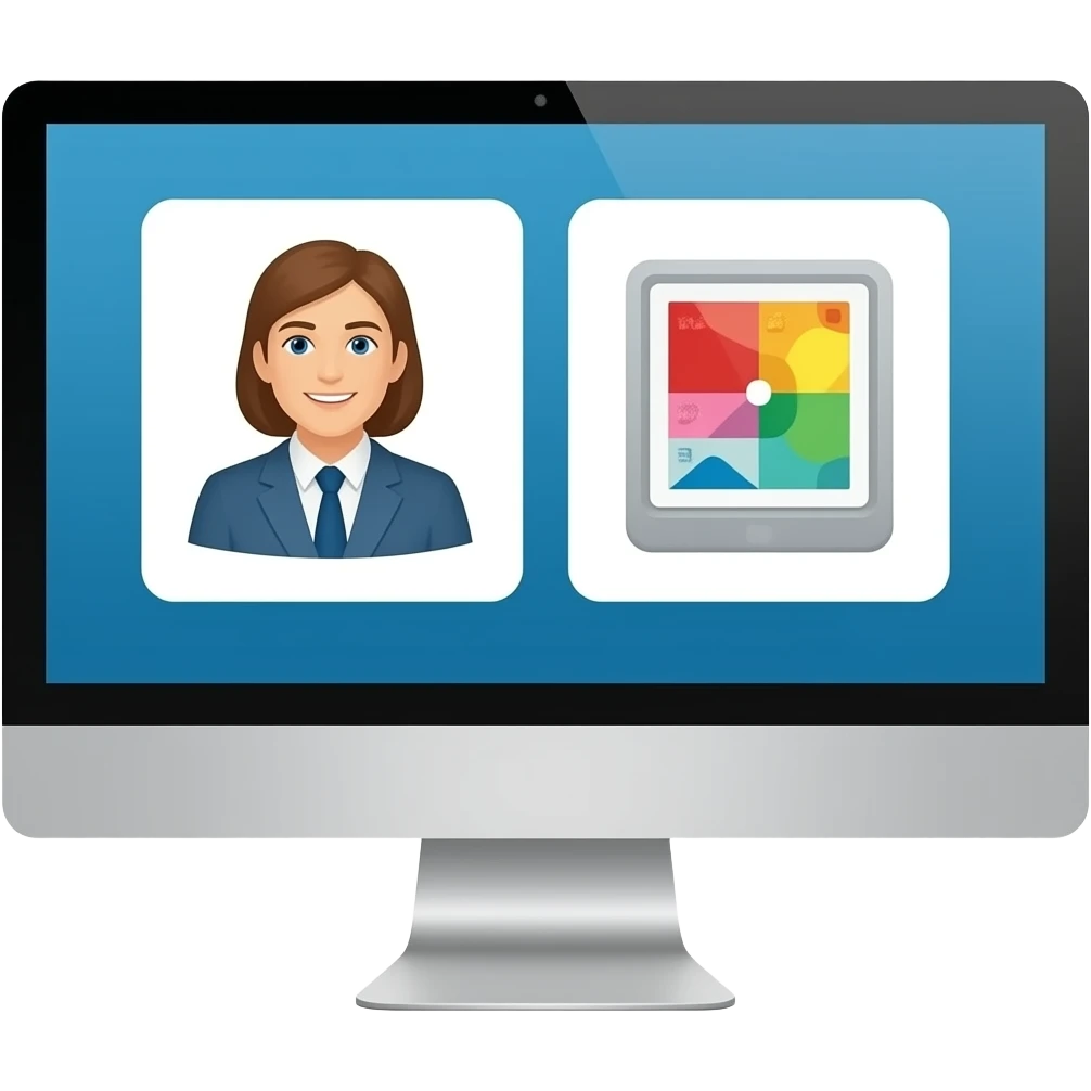 Professional icon for Game Design: a computer screen with a career, skills, development emoji