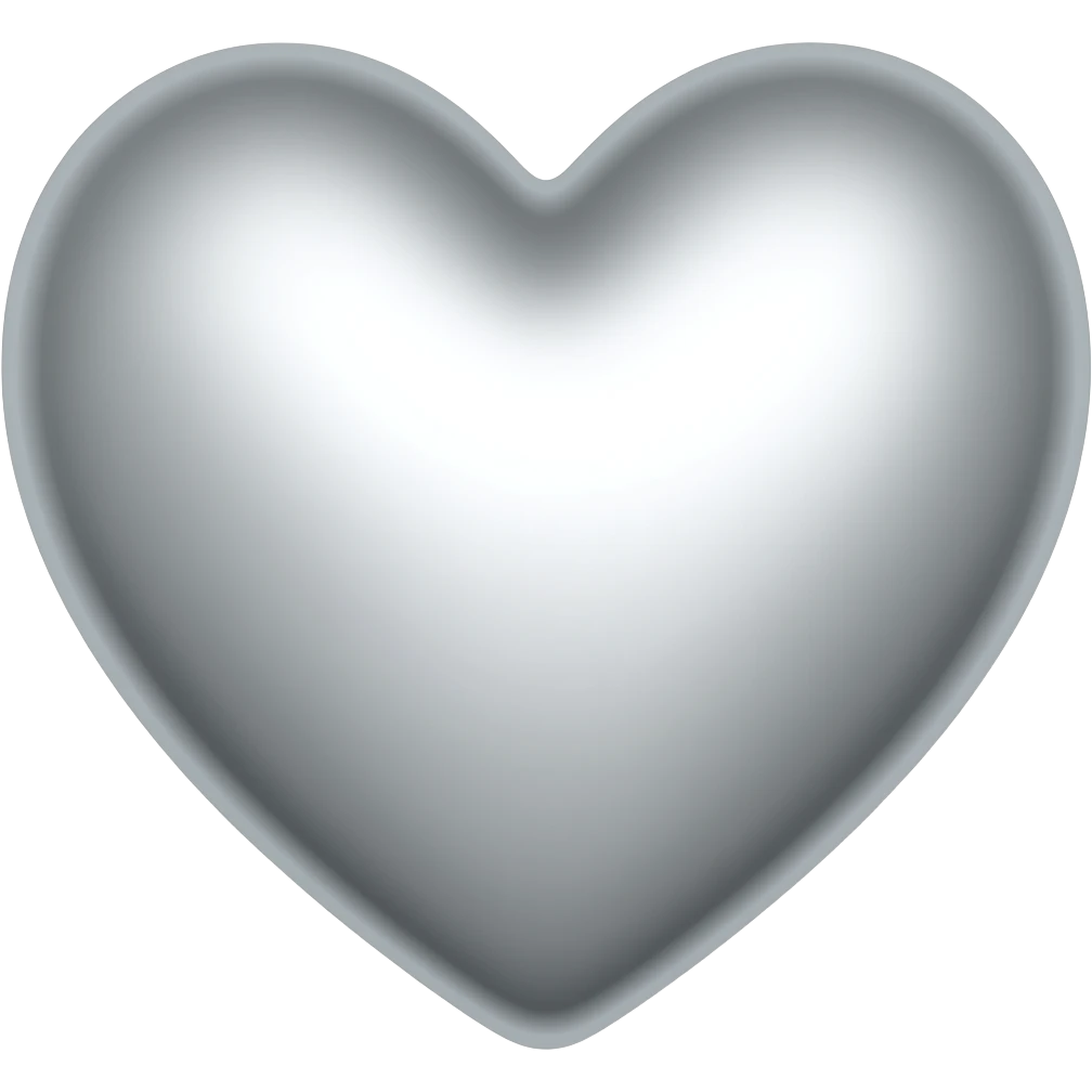 metallic silver heart emoji