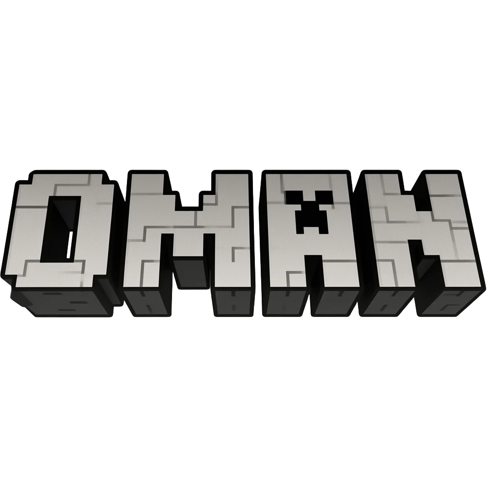 The name OMRAN is written in Minecraft emoji