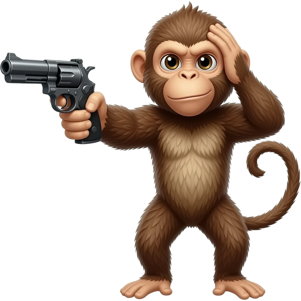 monkey holding a gun to his head ready to shoot emoji
